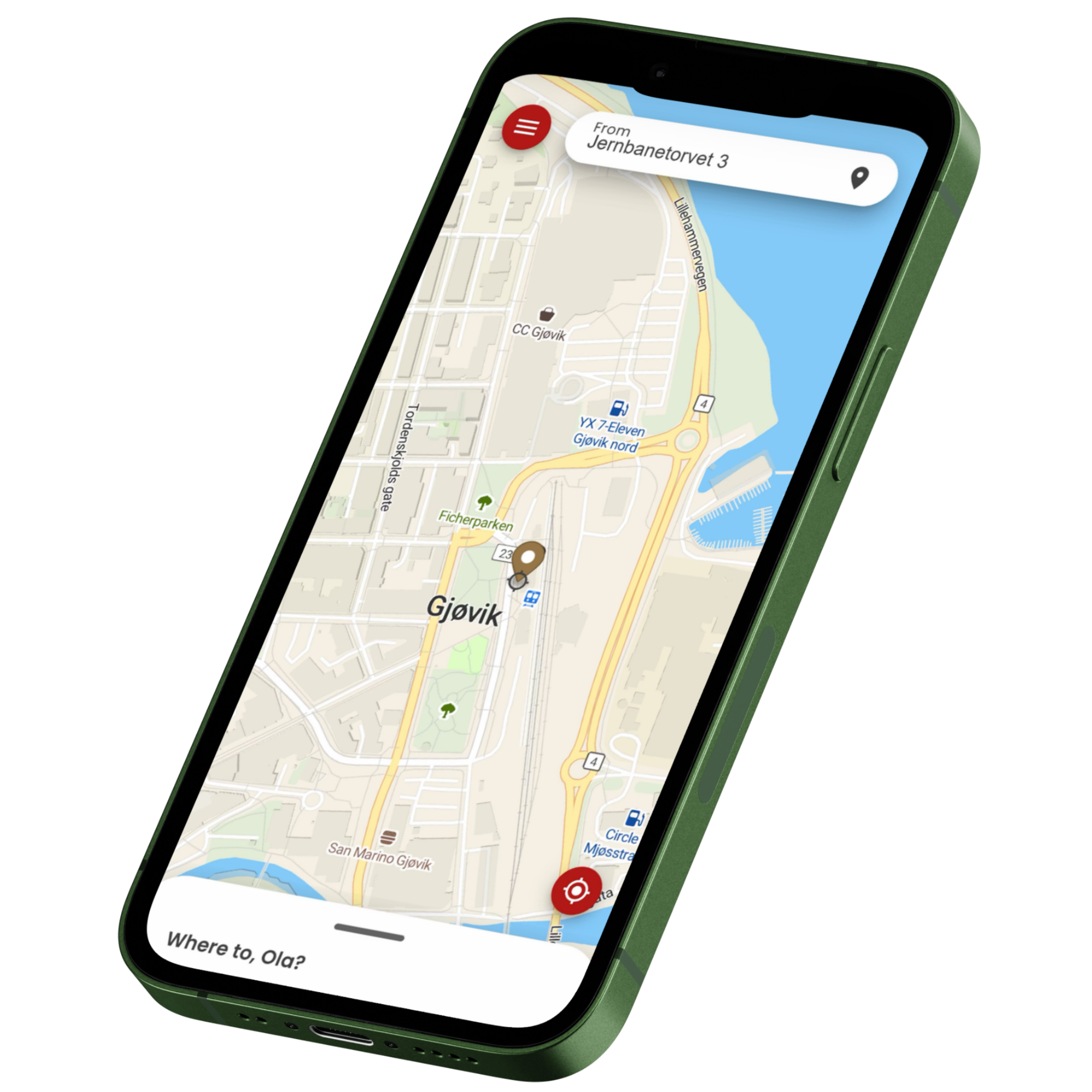 Snappy Taxi-appen med kart og bestilling på mobil